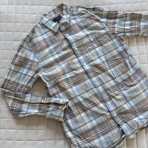 Banana Republic Men's Casual Plaid Shirt in Blue and Brown